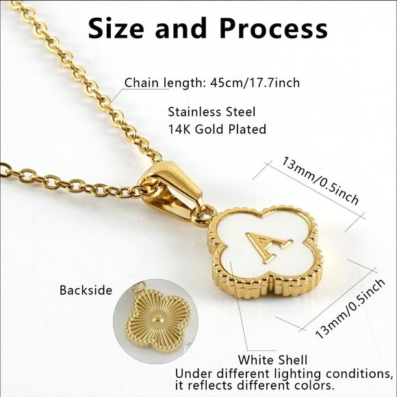 Personalized 14K Gold Plated Clover Initial Necklace - Dainty Women’s Jewelry - Picture 7 of 9